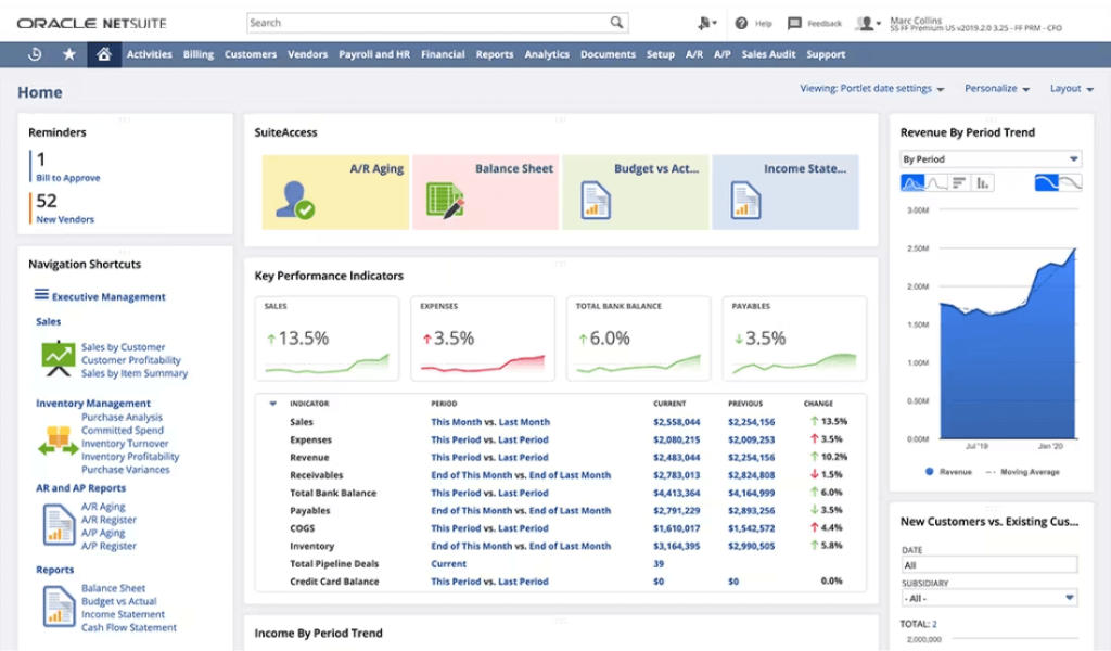 Oracle NetSuite Dashboard